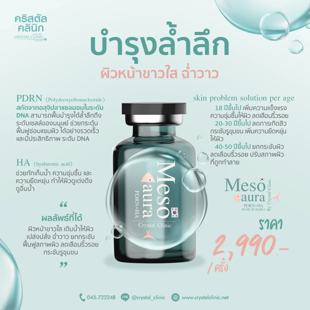 Meso aura คริสตัลคลินิก มหาสารคาม บำรุงล้ำลึก ผิวหน้าขาวใส ฉ่ำวาว ด้วย "Meso Aura"